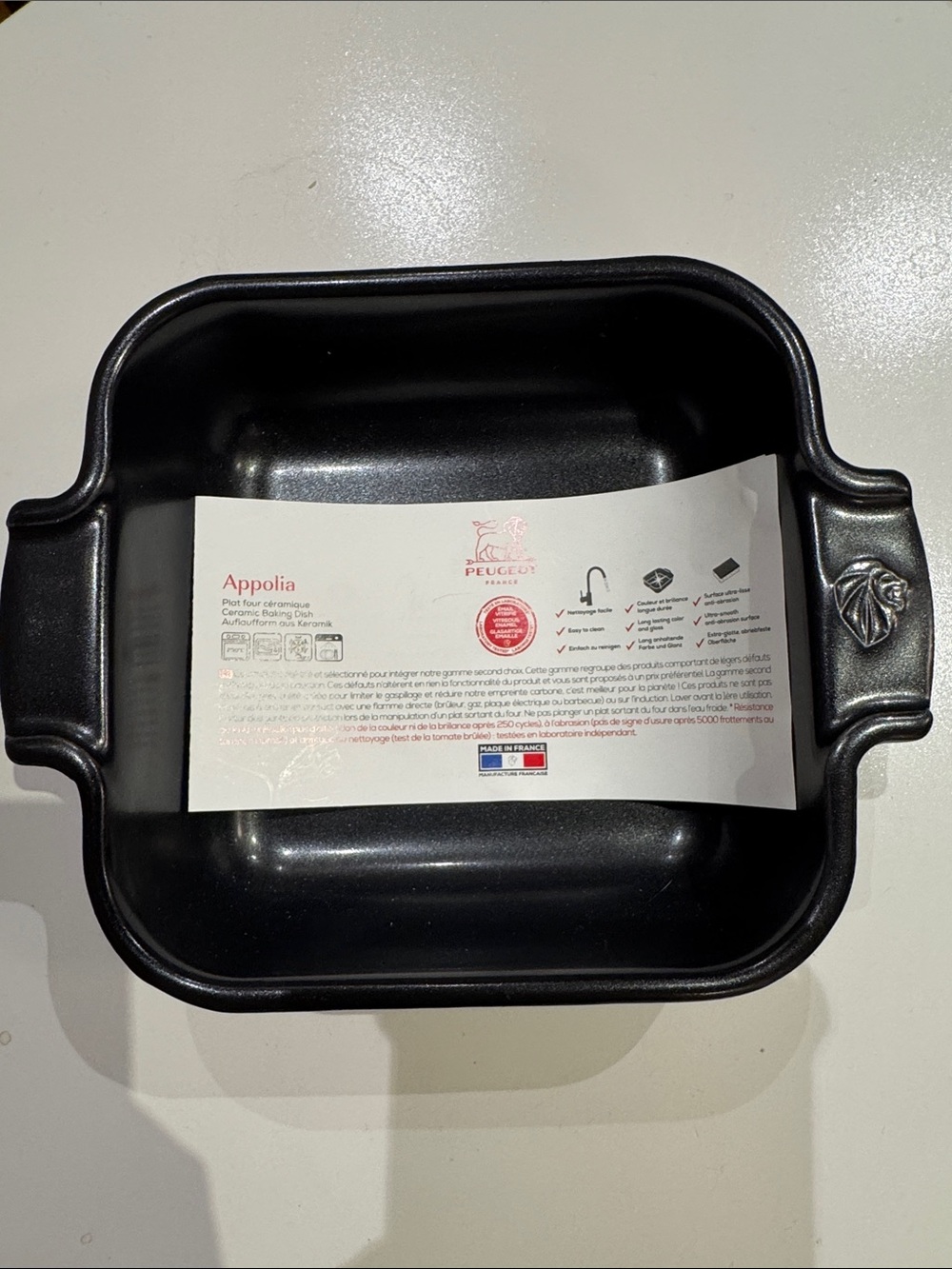Peugeot Appolia Black Rectangular Ceramic Baking Dish with Handles